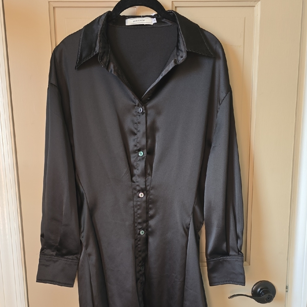 Elegant Black Satin Dress